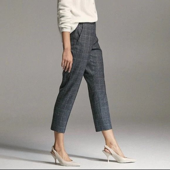 ARITZIA BABATON 12 Conan Wool Cashmere Cropped Pant in Charcoal Check Atelier - Picture 2 of 10